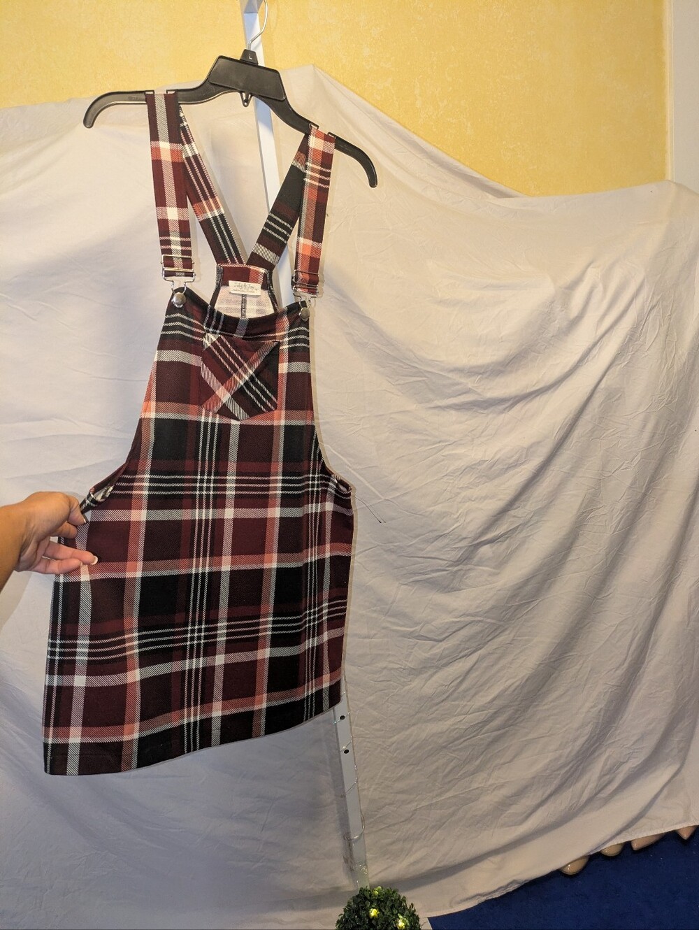 Jolie & Joy Plaid Overall Jumper Dress - Size XL